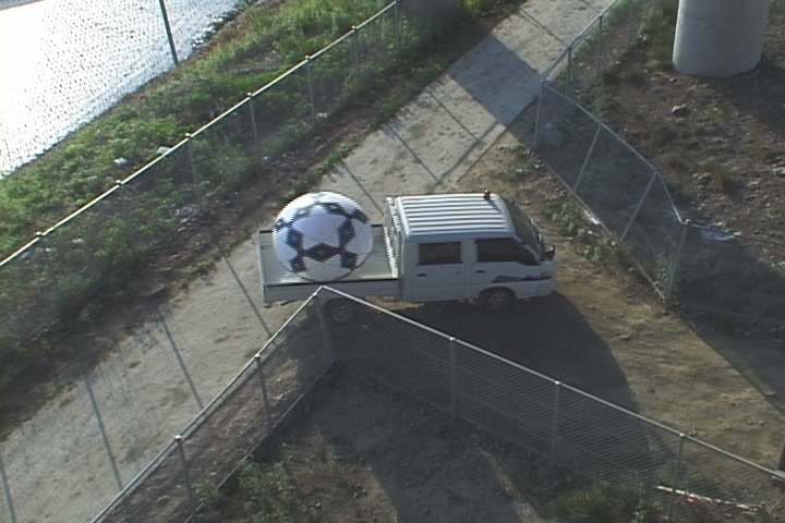 pickup truck and ball