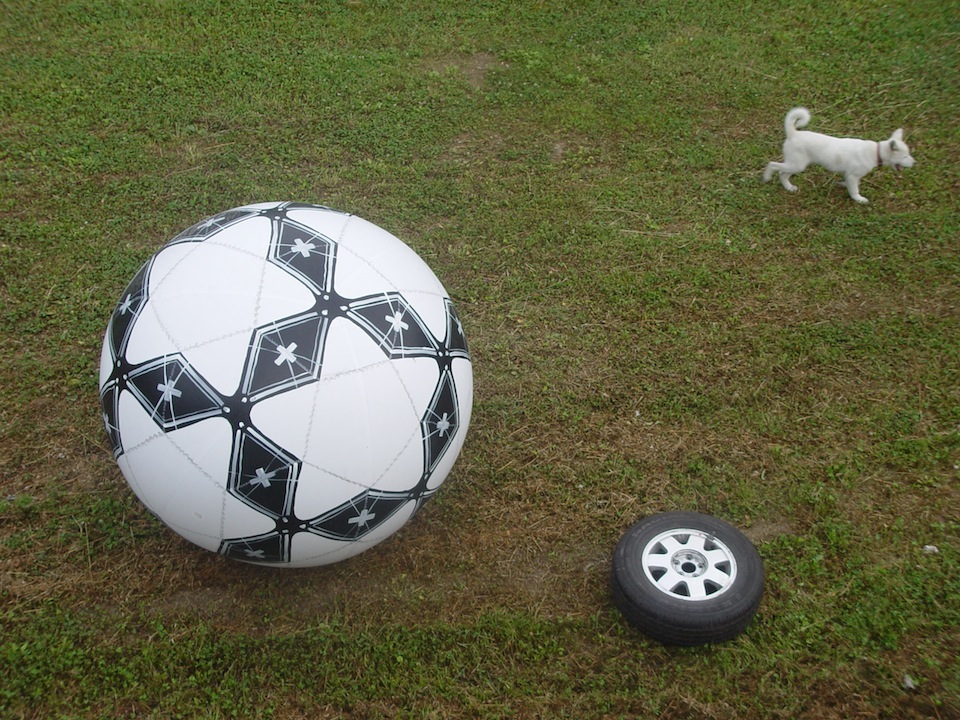 pickup truck and ball